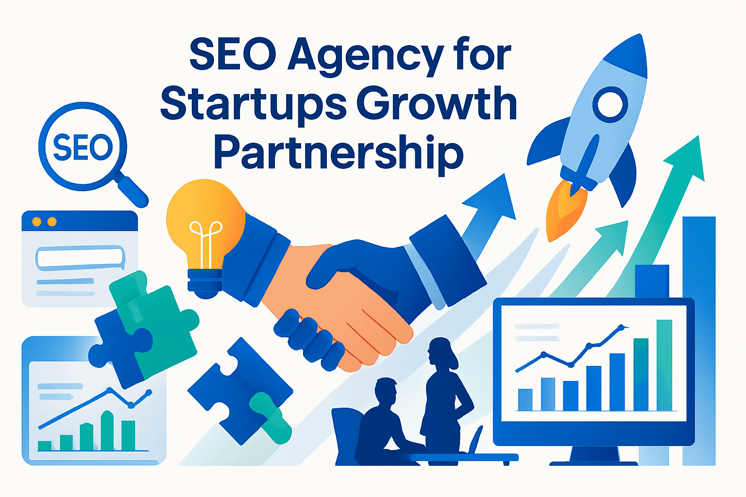 SEO agency team working with startup founders on digital growth strategy
