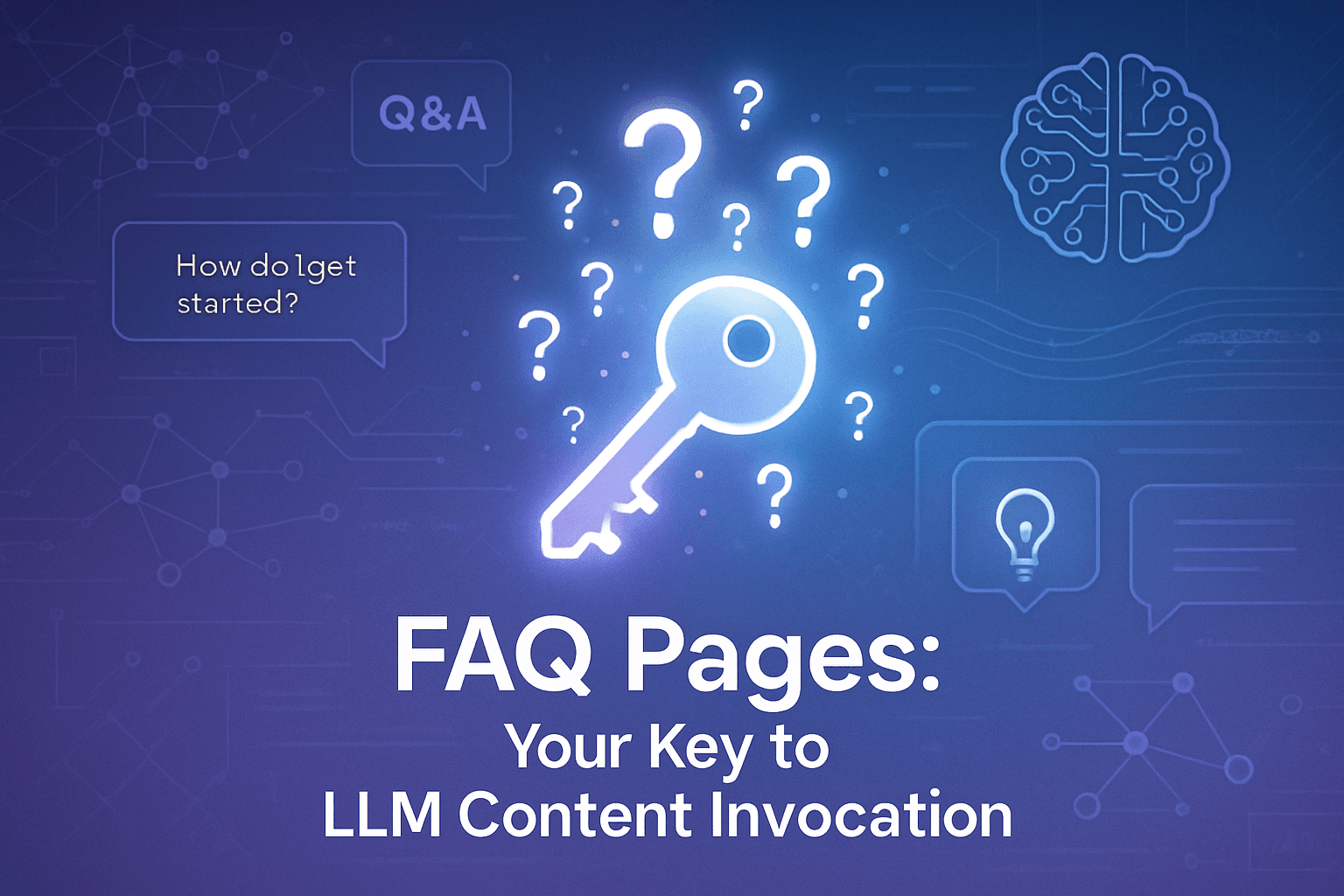 A graphic illustrating how FAQ pages are used by Large Language Models (LLMs) for content invocation.