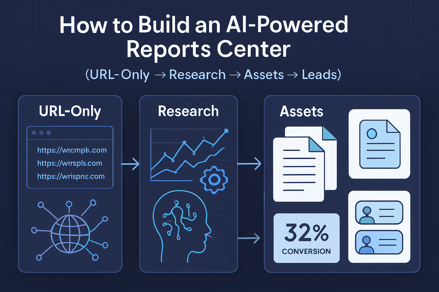 AI-powered Reports Center — research-to-asset workflow