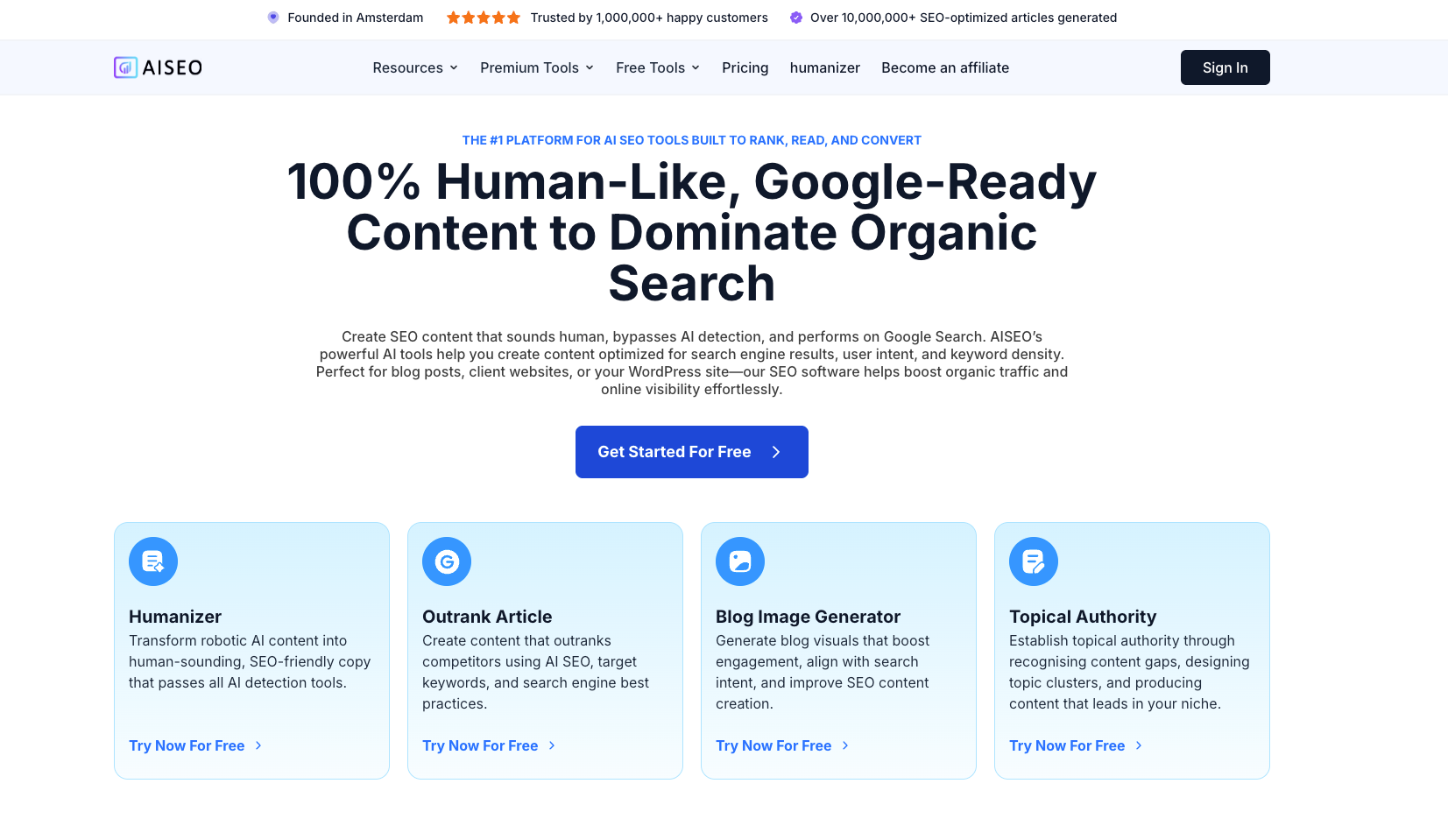 AISEO Dashboard Interface